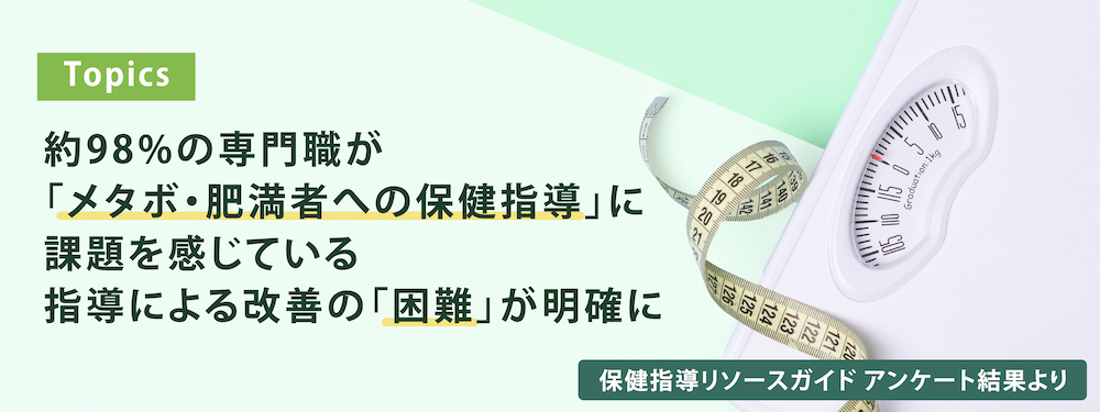 約98%の専門職が「メタボ・肥満者への保健指導」に課題を感じている 指導による改善の「困難」が明確に